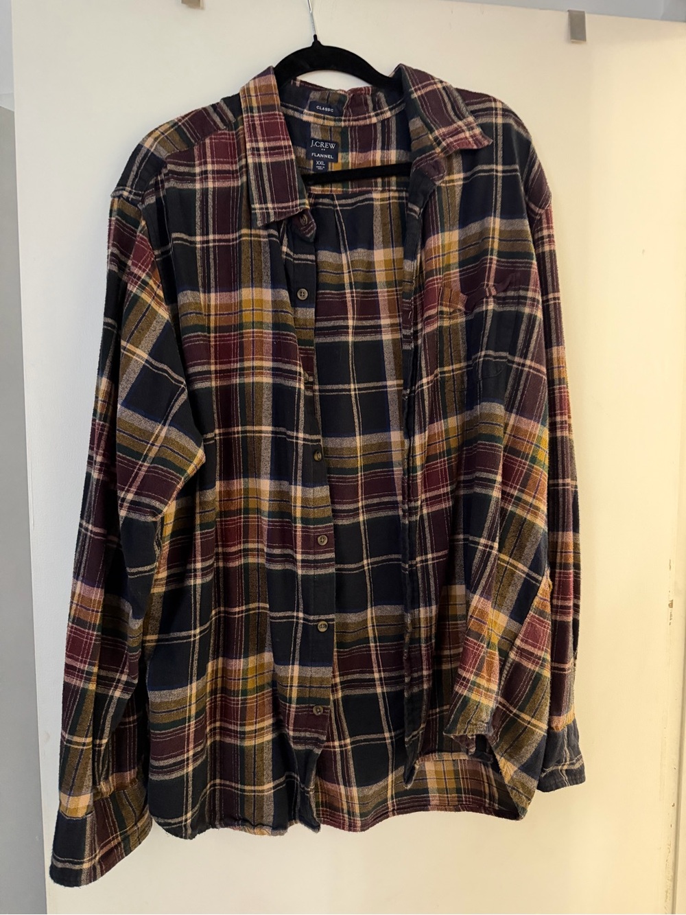 J. Crew Plaid Shirt Jacket in Navy, Burgundy & Mustard